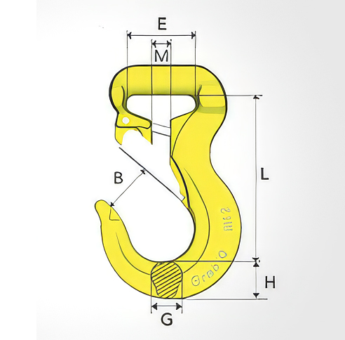Dimensjonstegning Gunnebo Industries rundslingskrok RH
